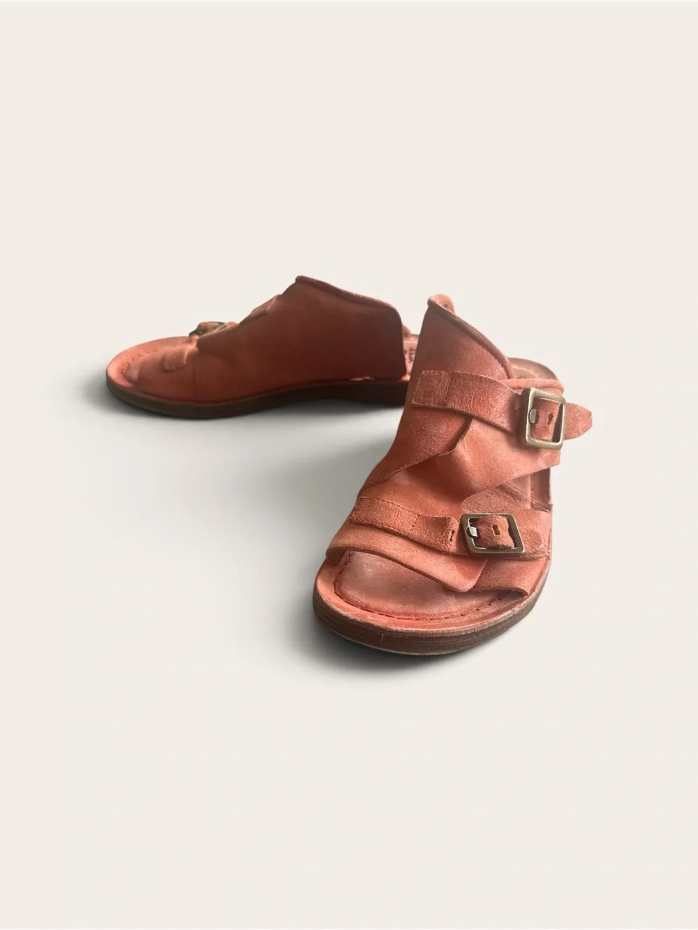 A. S. 98 Coral Leather Buckle Sandals Euro 38/7.5